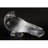 Lalique "Pigeon Bruges" Crystal Bird Sculpture. Signed lower and original sticker label on