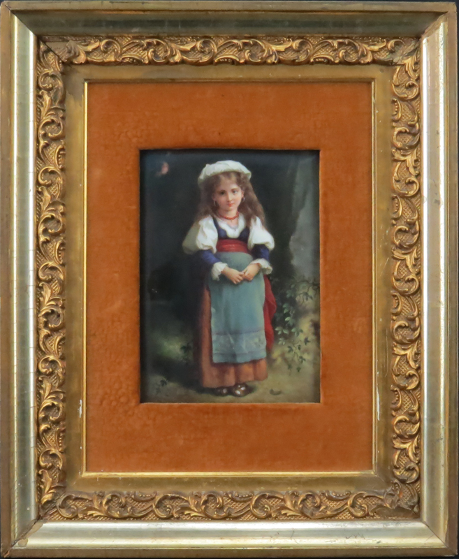 Antique KPM Style Hand Painted Porcelain Plaque. Unsigned. Good condition. Plaque measures 7-7/8" - Image 2 of 4