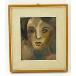 1920's/30's German School Oil On Card "Portrait Of A Lady" Initialed lower right A.R. Good