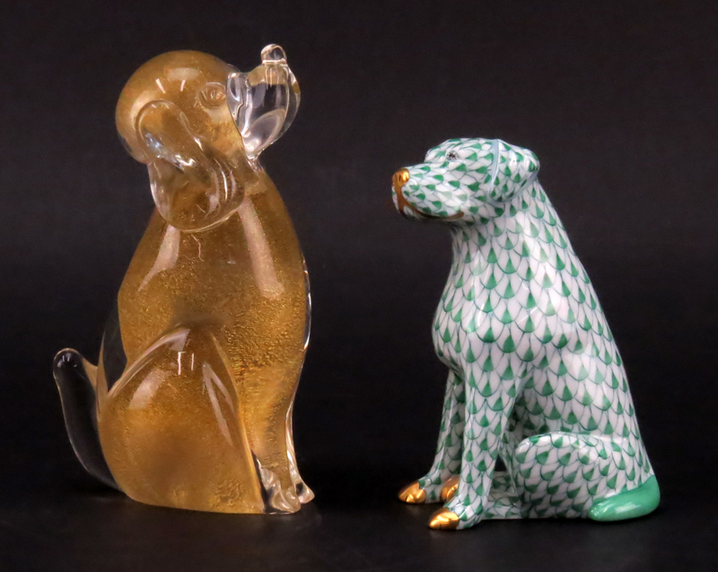 Grouping of Four (4) Vintage Tableware. Includes: Lalique "Jamaique" ashtray, Murano Seguso dog, - Image 3 of 3