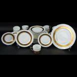 Forty Two (42) Piece Limoges Ceralene Anneau D'Or Partial Dinnerware Set. Includes: 8 plates 10-3/