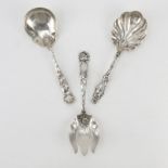 Collection of Three (3) Antique Art Nouveau Repoussé Sterling Silver Serving Pieces. Includes two