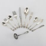 Sixty-Nine (69) Piece Alvin "Chateau Rose" Sterling Silver Flatware Set. Includes: 9 forks 7-1/4", 8