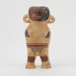 Inca Empire Polychrome Ceramic Fertility God Figurine. Export mark and stamped "Made in Peru" on