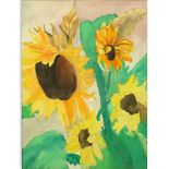 Erich Heckel, German (1883-1970) Watercolor on Paper, Still Life with Sunflowers. Signed lower