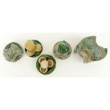 A Lot of Five (5) Chinese Ming Dynasty Terracotta Funerary Food Offerings. Unsigned. Small losses.