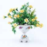 Dresden Porcelain Compote with Flower Bouquet Group. Dresden back stamp on underside. Nicks to