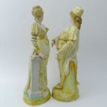 Two (2) Porcelain Figurines. Man & Woman in costume. Unsigned. "as is" condition with multiple