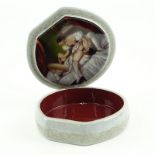 Erotic Russian Lacquer Papier Mache Box in Original Le Kapatini Box. 20th century. Opens to a