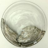 Vintage Clear Art Glass Plate With Pewter Overlay. Decorated with a "Dove Of Peace" Design.