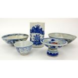 Collection of Five (5) 19th Century Chinese Blue and White Porcelain Table Top Items. Includes
