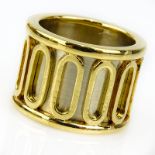 Vintage Cartier Two Tone 18 Karat Gold Scarab Ring with Box. Signed Cartier 750-50 625635. Very good