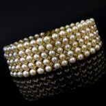 Exceptional Custom Pearl, Diamond and 18 Karat Yellow Gold Choker Necklace. Set with One Hundred