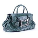 Gucci Limited Edition Crocodile Queen Green Travel Bag. Dual handles, interior zip pocket, 2