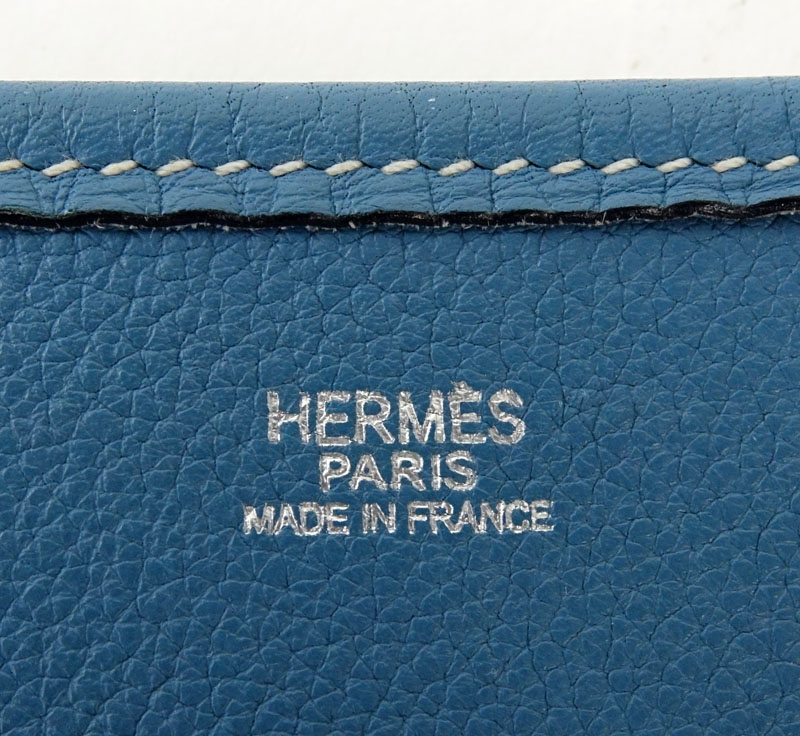 Hermès Blue Jean Togo Leather Evelyne I-2 PM Messenger Bag. With palladium hardware, single flat - Image 3 of 4