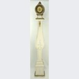 Antique French Tall Painted Wood Cased Clock. Signed made in France. Key included. Wear, rubbing,