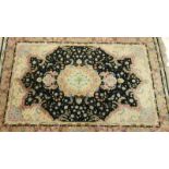 Semi-Antique Persian Floral Tabriz Style Rug. Some discoloration, wear to fringes, dirty, and some