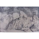 William (Captain) Baillie, British (1723-1792) after Rembrandt van Rijn. Etching "The Pharisees