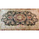 Fine Chinese Silk Floral Rug. 120 lines. Good condition. Measures 12' x 9'. Shipping: Third