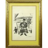 After: Marc Chagall, French/Russian (1887-1985) Original Etching "Man with Violin" Signed Lower