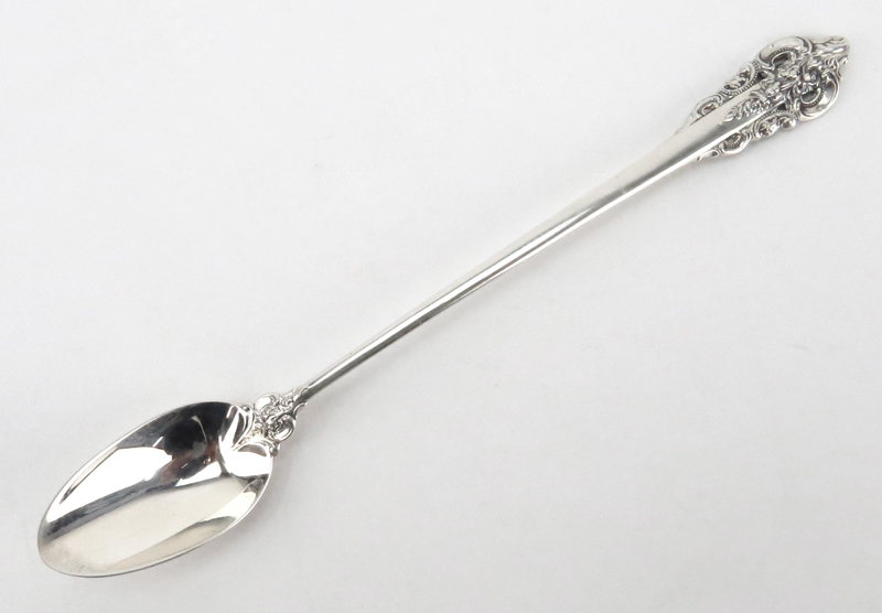 Set of Twelve (12) Wallace "Grand Baroque" Sterling Silver Ice Tea Spoons. Circa 1941. Stamped - Image 2 of 4