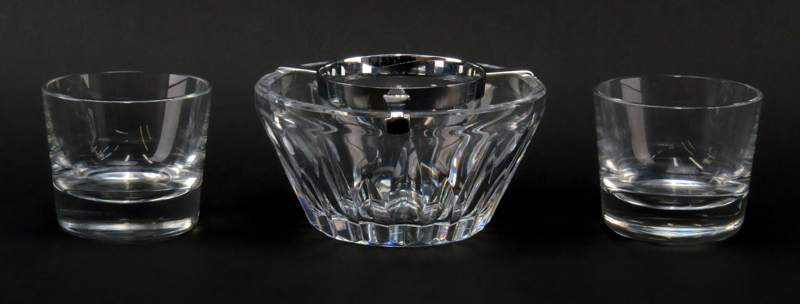 Christofle Gallia Silver Plate Serving Tray with Baccarat Crystal Caviar Server and Extra Bowl. - Image 2 of 4