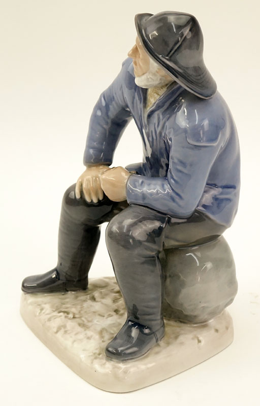 Bing & Grondahl Denmark Fisherman Porcelain Figurine #2370. Makers mark and artist signed Sved