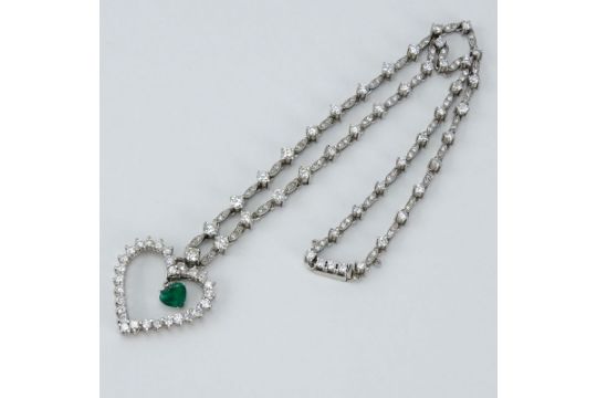 Vintage Approx. 10.50 Carat Round Brilliant and Marquise Cut Diamond and Heart Shape Emerald Heart - Image 2 of 4