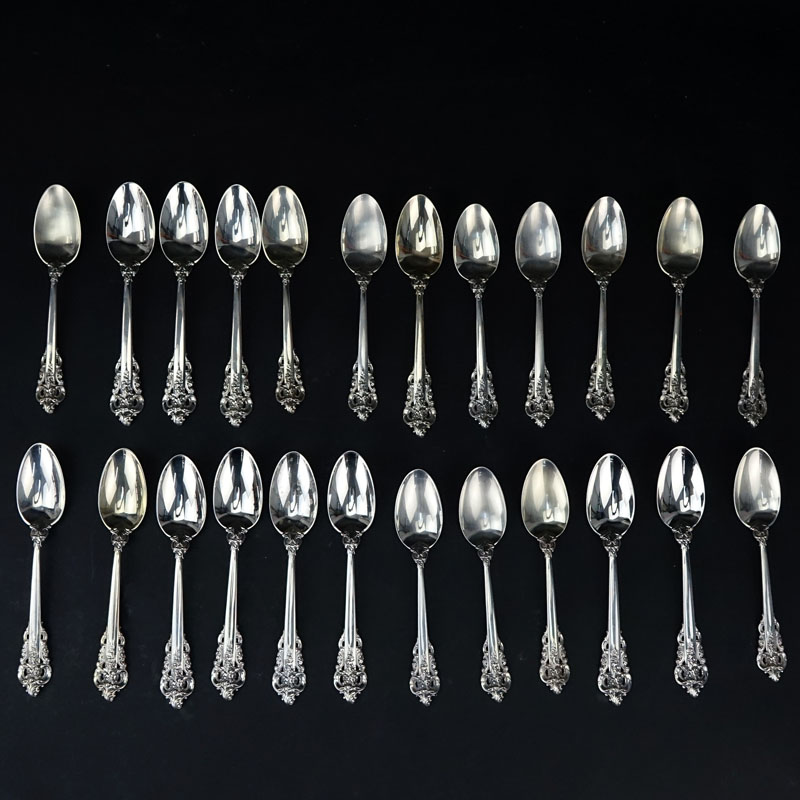 Set of Twenty Four (24) Wallace "Grand Baroque" Sterling Silver Youth Five O'clock Spoons. Circa