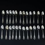 Set of Twenty Four (24) Wallace "Grand Baroque" Sterling Silver Youth Five O'clock Spoons. Circa
