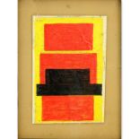 1920's Russian Avante Garde Gouache On Printed Paper "Suprematist Composition". Unsigned. Good