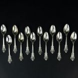 Set of Twelve (12) Wallace "Grand Baroque" Sterling Silver Teaspoons. Circa 1941. Stamped