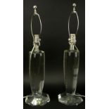 Pair of Visual Comfort & Co. Clear Crystal Lamps. Good condition. Measures 27" H. Shades available