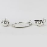 Reveri Mexican Sterling Silver Three Piece Sugar & Creamer Set On Tray. Marked appropriately.