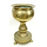 Large Brass Jardinière with Paw Feet. Has a few dings and dents, needs cleaning. Measures 42-1/2"