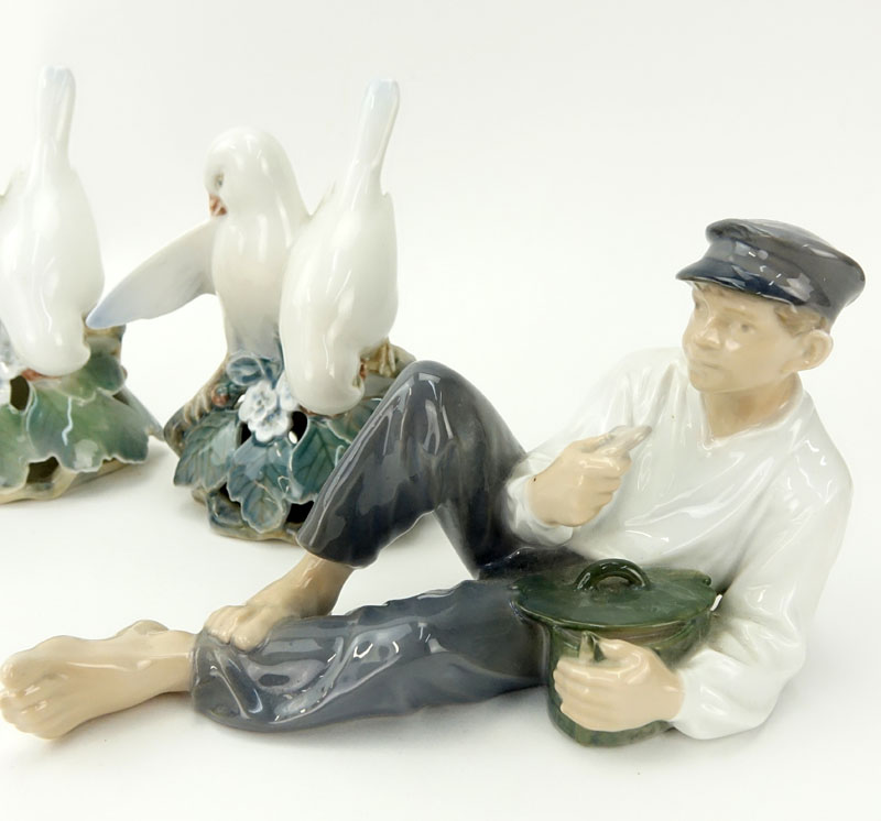 Collection of Four (4) Royal Copenhagen Figurines. Includes: 2 Lovebirds #402 5-1/2" H, one with - Image 2 of 9