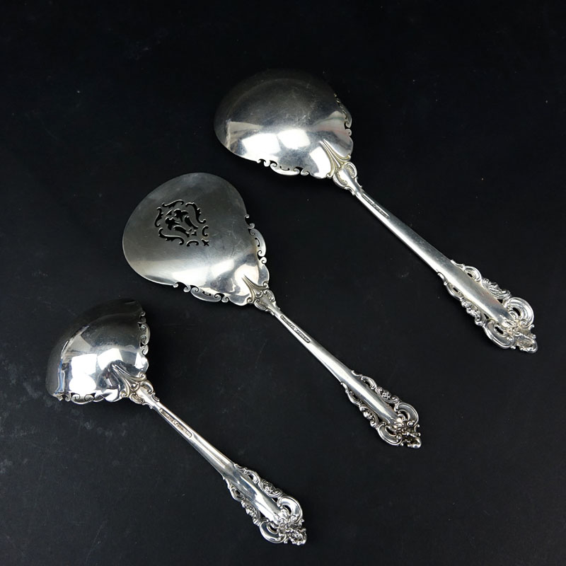 Collection of Three (3) Wallace "Grand Baroque" Sterling Silver Serving Spoons. Includes: tomato - Image 2 of 3