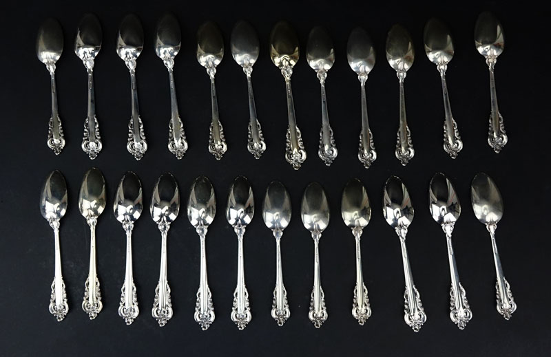 Set of Twenty Four (24) Wallace "Grand Baroque" Sterling Silver Youth Five O'clock Spoons. Circa - Image 2 of 3
