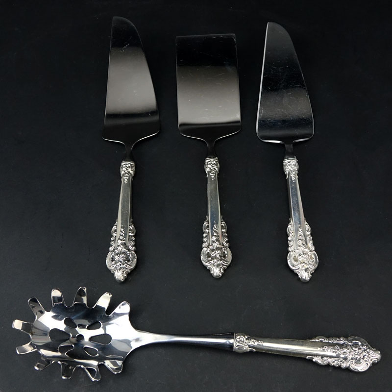 Collection of Four (4) Wallace "Grand Baroque" Sterling Silver Tableware. Includes: pasta server, - Image 2 of 4