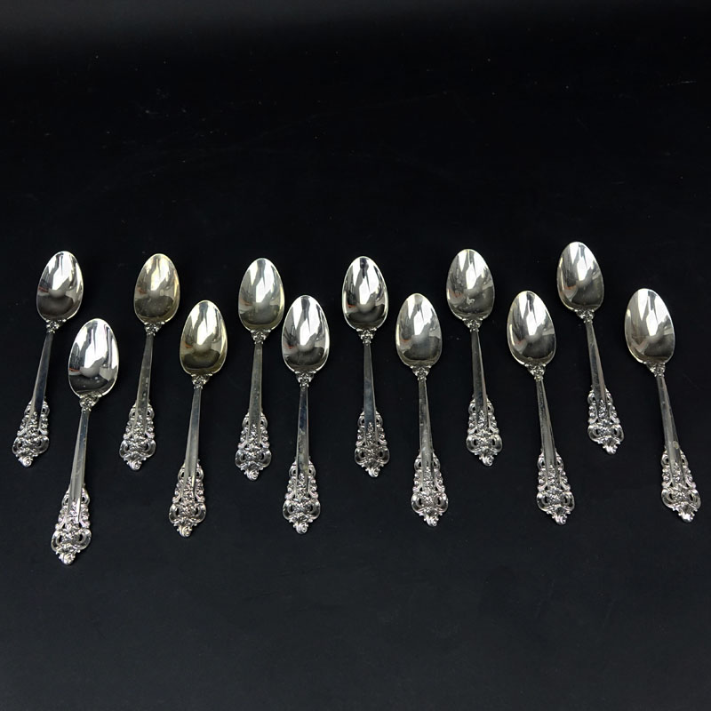 Set of Twelve (12) Wallace "Grand Baroque" Sterling Silver Teaspoons. Circa 1941. Stamped - Image 2 of 4