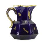 Circa 1820 Masons Ironstone "Mazarine" Cobalt Blue Gilt Hand Painted Hydra Jug. Unsigned. Minor gilt