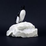 Attributed to Peter Mueller, Rock Crystal Specimen and Penguin Grouping. Normal wear from a