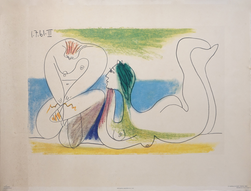 After Pablo Picasso, Spanish (1881-1973) Color lithograph "Adam and Eve" on Arches paper. - Image 2 of 7