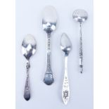 Four (4) Pieces Miscellaneous Silver Spoons including a 1898 Russian Ruble Coin Spoon. English,