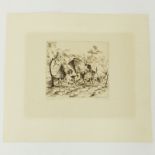 19th Century Engraving "House In The Country" Titled Illegibly and signed Remseye? in pencil. Toning
