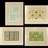 Lot of Four (4) Victorian Pattern Stone Lithographs By G A & M A Audsley. Marked Litho. Blackie &