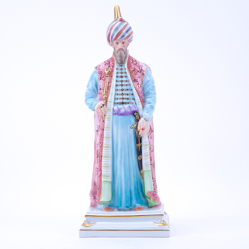 Herend "Philemon the Great" Porcelain Figurine. Signed, stamped Bort 1920, and numbered 5669 on