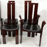 Set of Six (6) Pietro Costantini, Italy, circa 1970's Dining chairs. Lacquered wood with stitched
