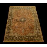 Hand Knotted Closed Field Design Persian Tabriz Oriental Rug. Needs a Deodorizing and a Cleaning.