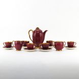 Fifteen (15) Piece Carlton Ware Rouge Royale Porcelain Coffee Set. Includes: 6 cups, 6 saucers, mini